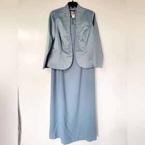 Elegant Blue Women's Dress with Jacket